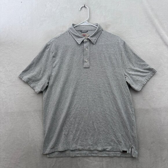 Faherty Movement Polo Shirt Mens L Gray Striped Pima Cotton Soft Stretch Preppy - Picture 1 of 8